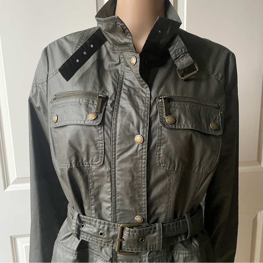 Michael Kors Olive Green Military Belstaff Style Jacket - size M - Picture 12 of 16